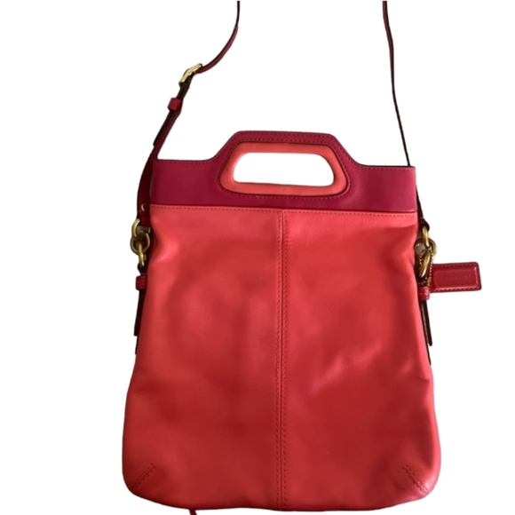 Coach Bonnie Foldover Leather Crossbody Purse Light & Dark Pink 13388 - Picture 2 of 9